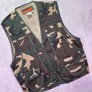 Vtg Avid Outdoor Mens Vest Sz XL Camo Hunting Utility Multi Pocket Game Bag 4303